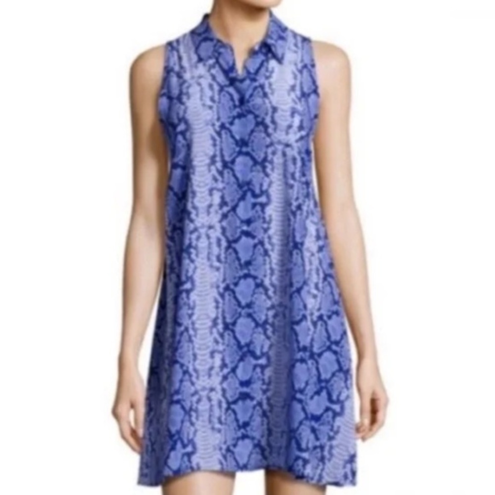Equipment Femme Mina Biro Purple Snakeskin Print Silk Shift Dress M